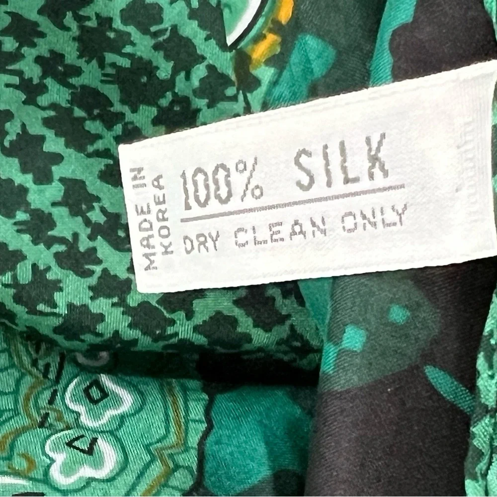 Christian Dior Autumn Green Hues Violet Floral Paisley Silk Scarf EUC